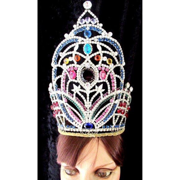 SORRELL ORIGINALS MASSIVE 1 of a Kind Colorful Crystal Runway Crown Tiara! - Picture 1 of 8